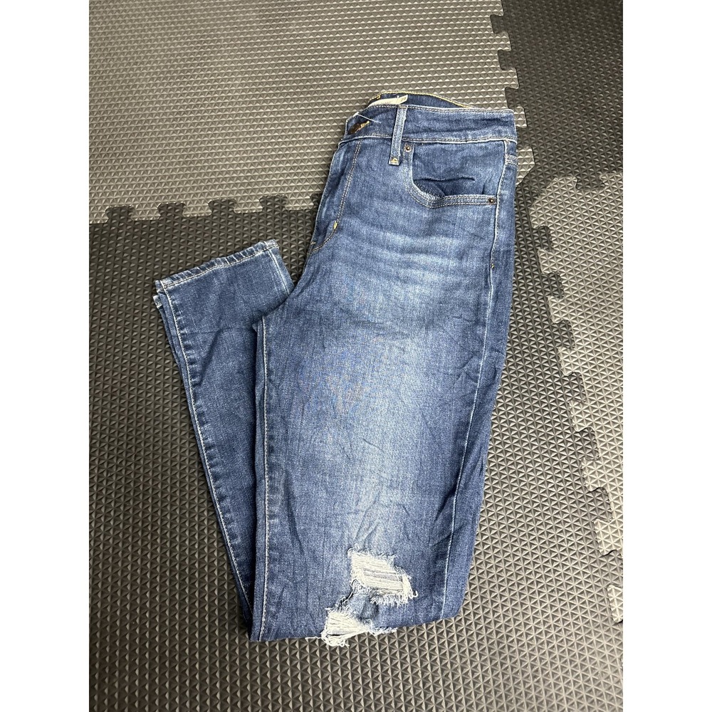 Levi's 721 High Rise Skinny Jeans Women's Size 29 Blue Distressed Denim